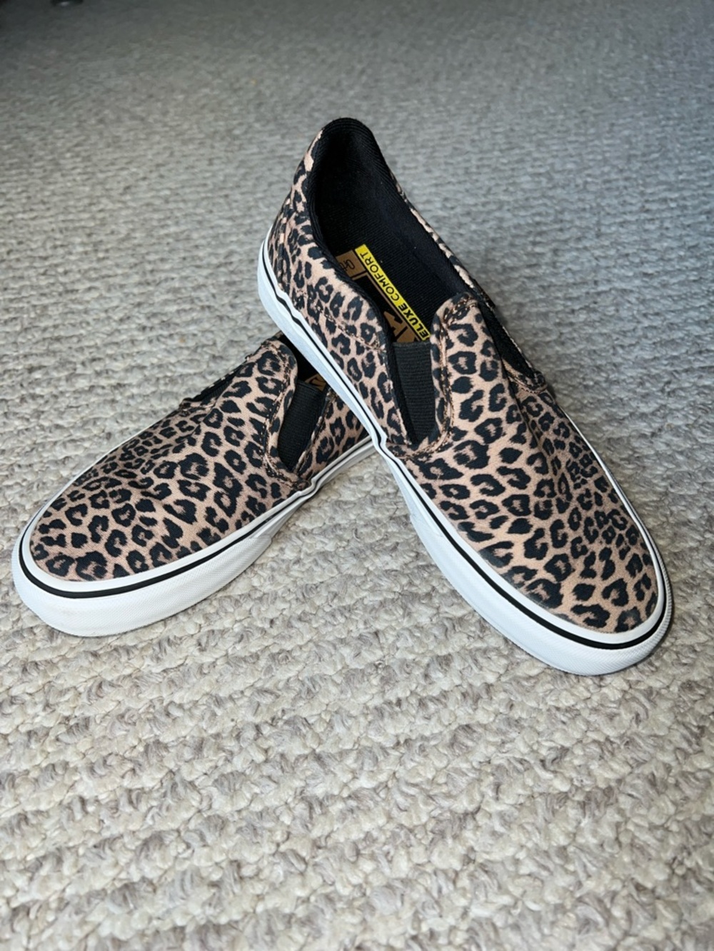 Vans Asher Deluxe Cheetah Leopard Print Slip-On Skate shoes Sz. W6.5